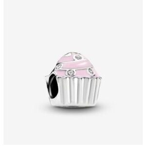 Pandora Cupcake Charm in Pink and Silver